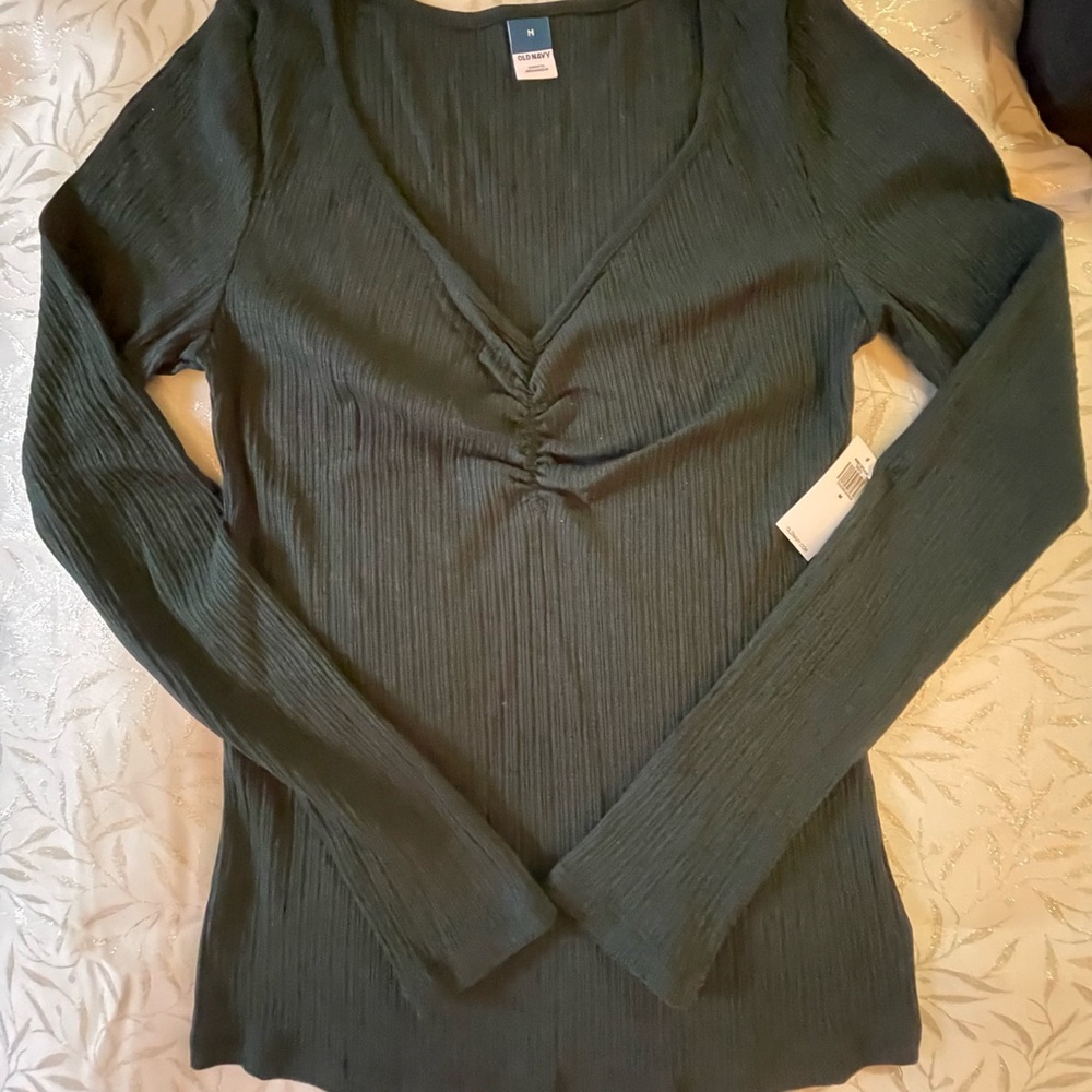 Old Navy V-neck Ribbed Long Sleeve Shirt Size:M